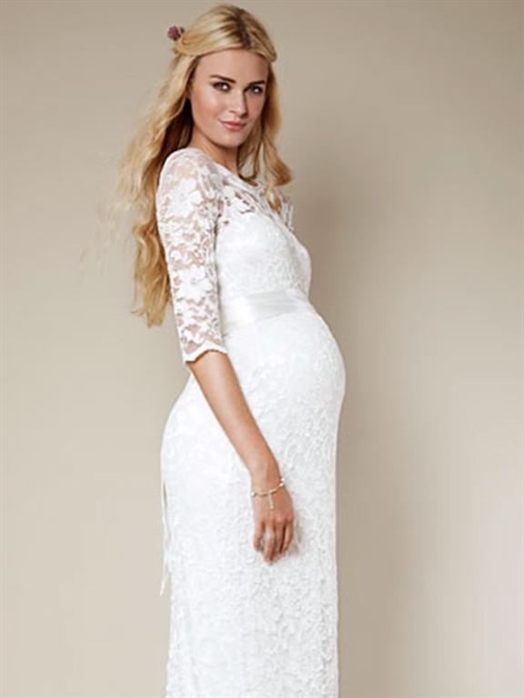 Brudekjole til gravide med blonder